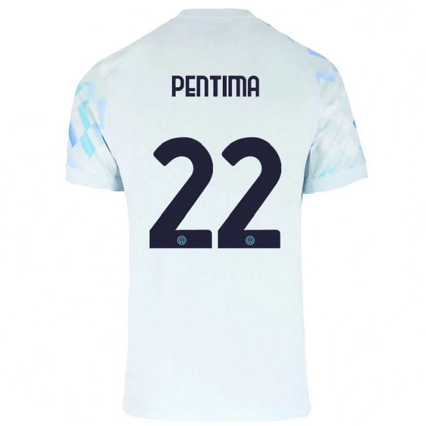 Danxen Enfant Maillot Alessandro Pentima #22 Blanc Bleu Tenues Extérieur 2025/26 T-Shirt