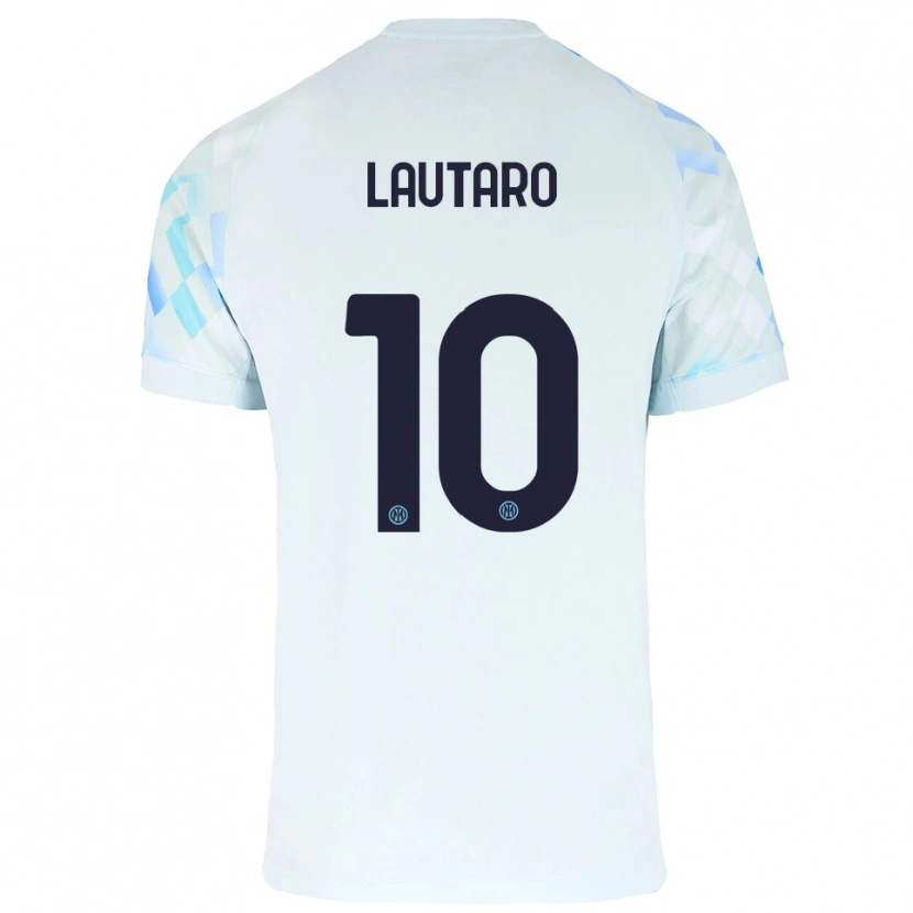 Danxen Enfant Maillot Lautaro Martínez #10 Blanc Bleu Tenues Extérieur 2025/26 T-Shirt