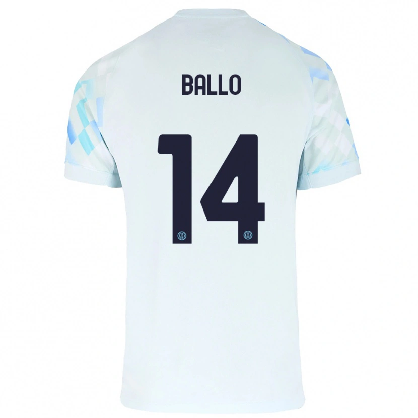Danxen Enfant Maillot Lamine Ballo #14 Blanc Bleu Tenues Extérieur 2025/26 T-Shirt