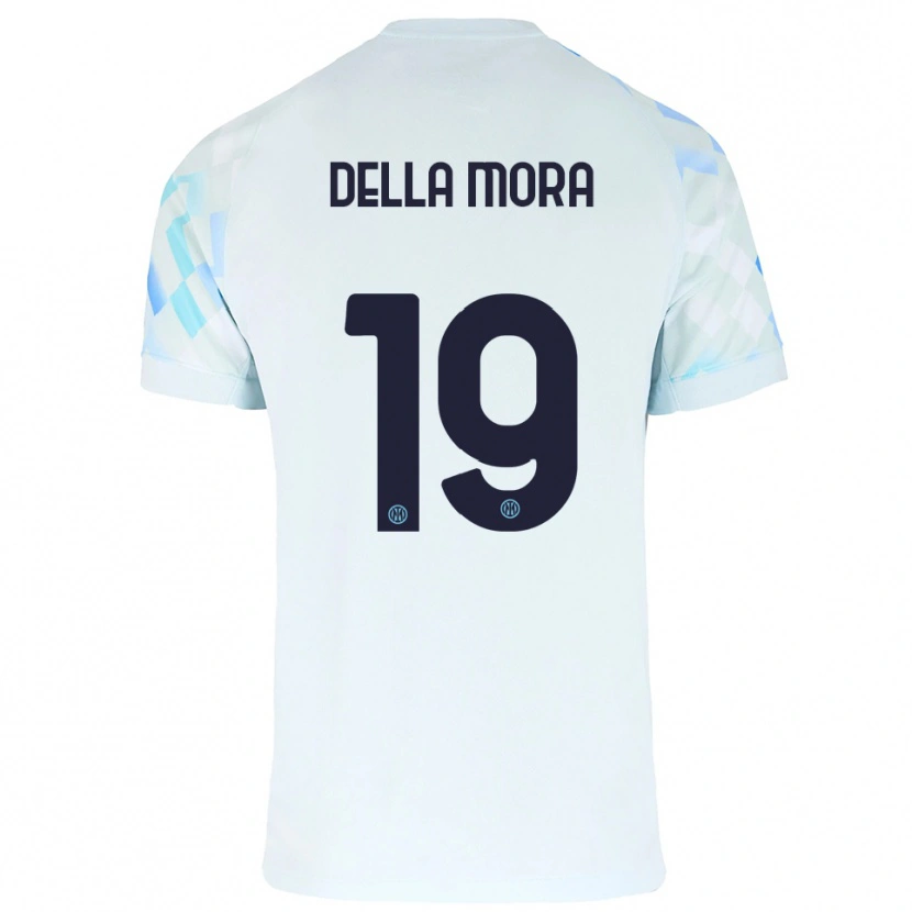 Danxen Enfant Maillot Tommaso Della Mora #19 Blanc Bleu Tenues Extérieur 2025/26 T-Shirt