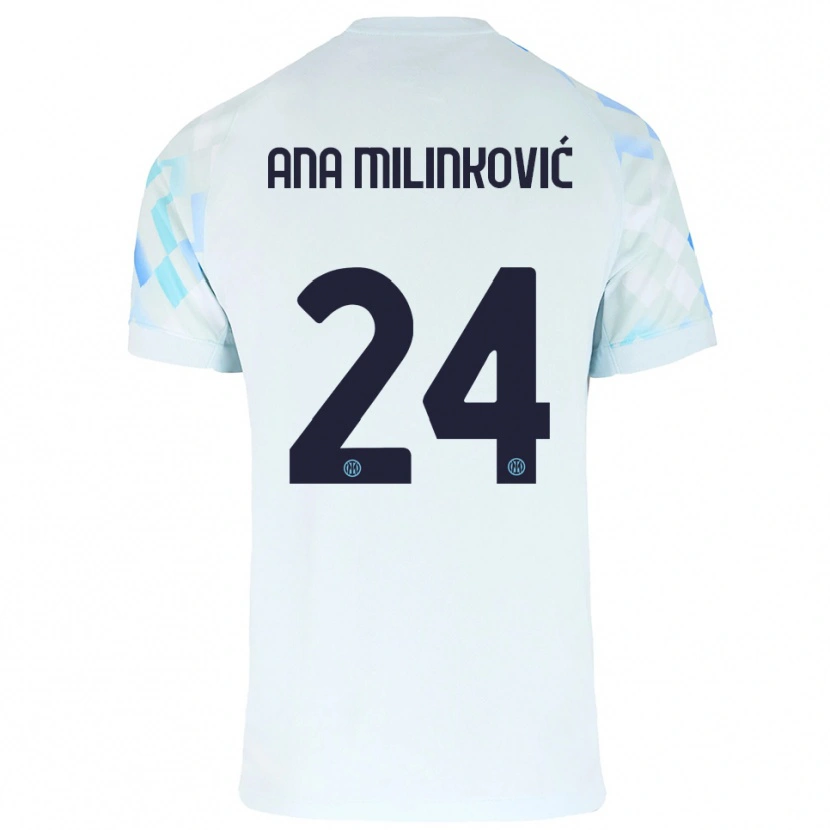 Danxen Enfant Maillot Marija Ana Milinković #24 Blanc Bleu Tenues Extérieur 2025/26 T-Shirt
