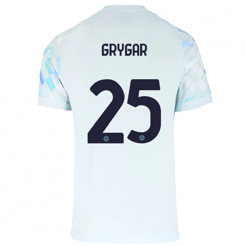 Danxen Enfant Maillot Samuel Grygar #25 Blanc Bleu Tenues Extérieur 2025/26 T-Shirt