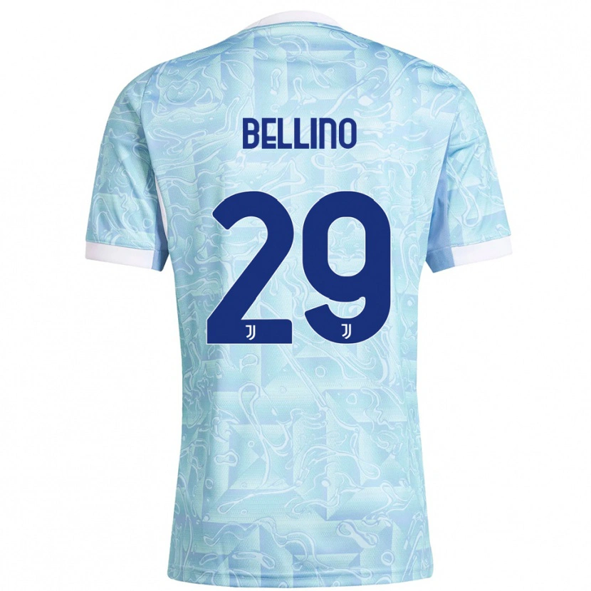 Danxen Enfant Maillot Filippo Bellino #29 Bleu Ciel Jaune Tenues Extérieur 2025/26 T-Shirt
