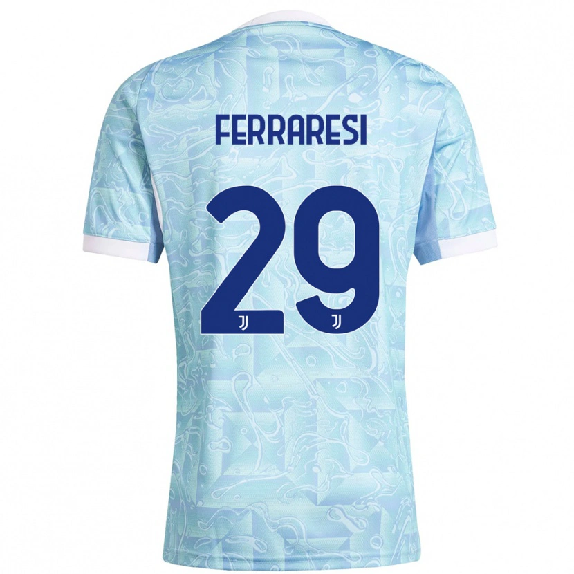 Danxen Enfant Maillot Eleonora Ferraresi #29 Bleu Ciel Jaune Tenues Extérieur 2025/26 T-Shirt