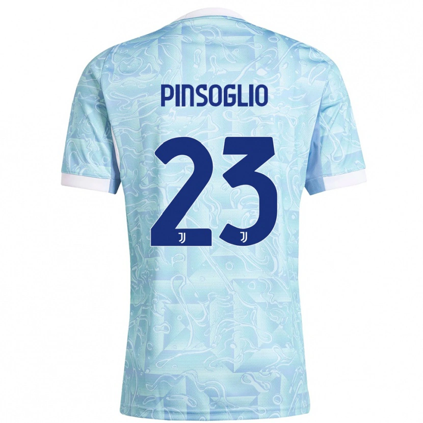Danxen Enfant Maillot Carlo Pinsoglio #23 Bleu Ciel Jaune Tenues Extérieur 2025/26 T-Shirt