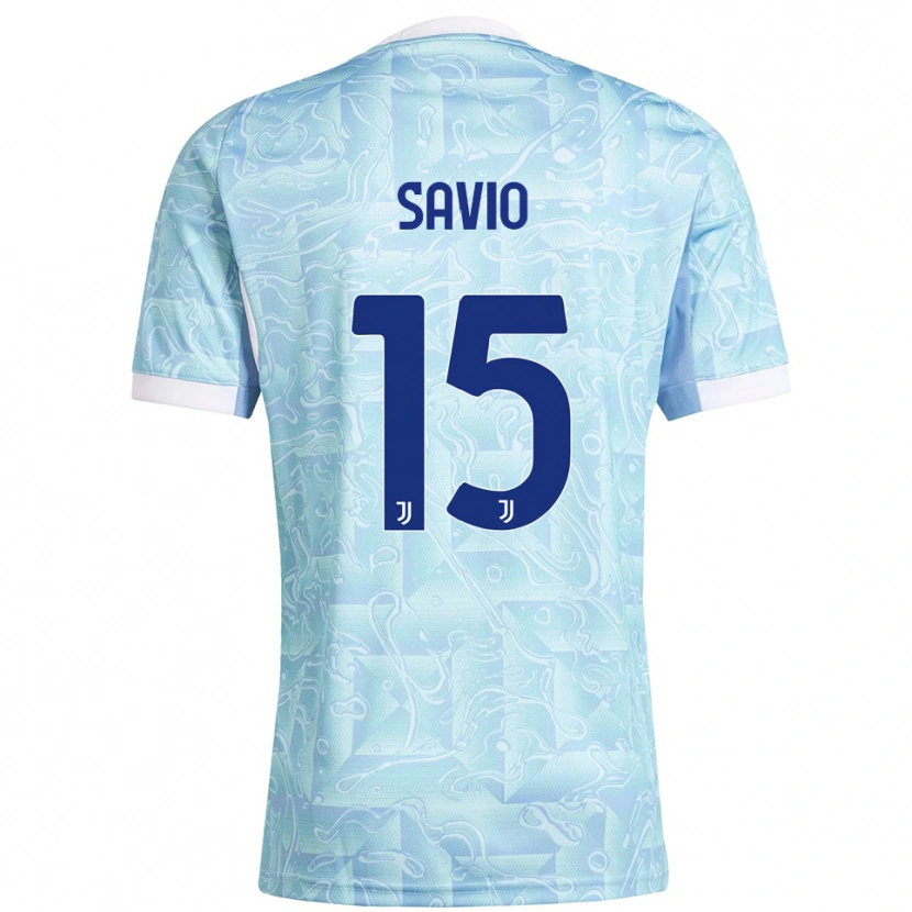 Danxen Enfant Maillot Federico Savio #15 Bleu Ciel Jaune Tenues Extérieur 2025/26 T-Shirt