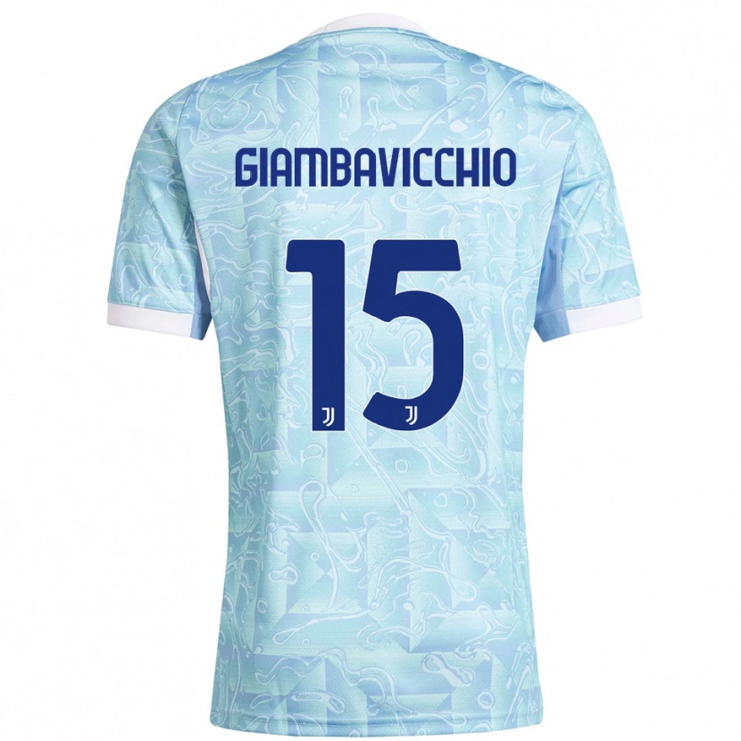 Danxen Enfant Maillot Franco Giambavicchio #15 Bleu Ciel Jaune Tenues Extérieur 2025/26 T-Shirt