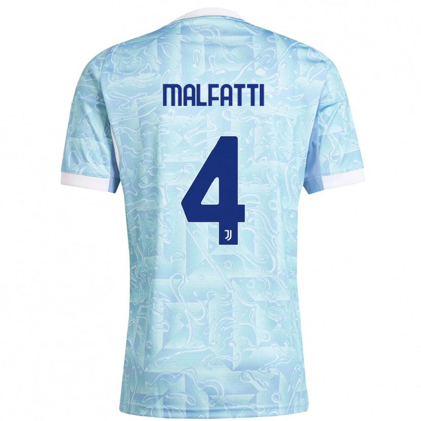Danxen Enfant Maillot Tiago Malfatti #4 Bleu Ciel Jaune Tenues Extérieur 2025/26 T-Shirt