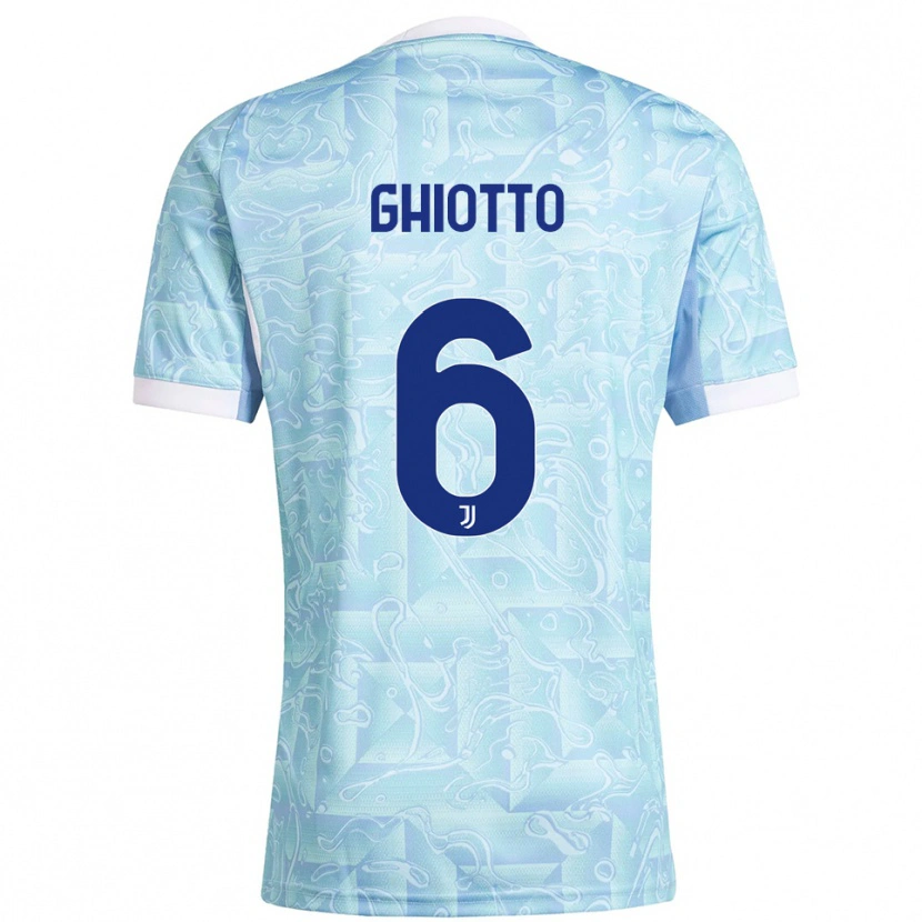 Danxen Enfant Maillot Alessandro Ghiotto #6 Bleu Ciel Jaune Tenues Extérieur 2025/26 T-Shirt