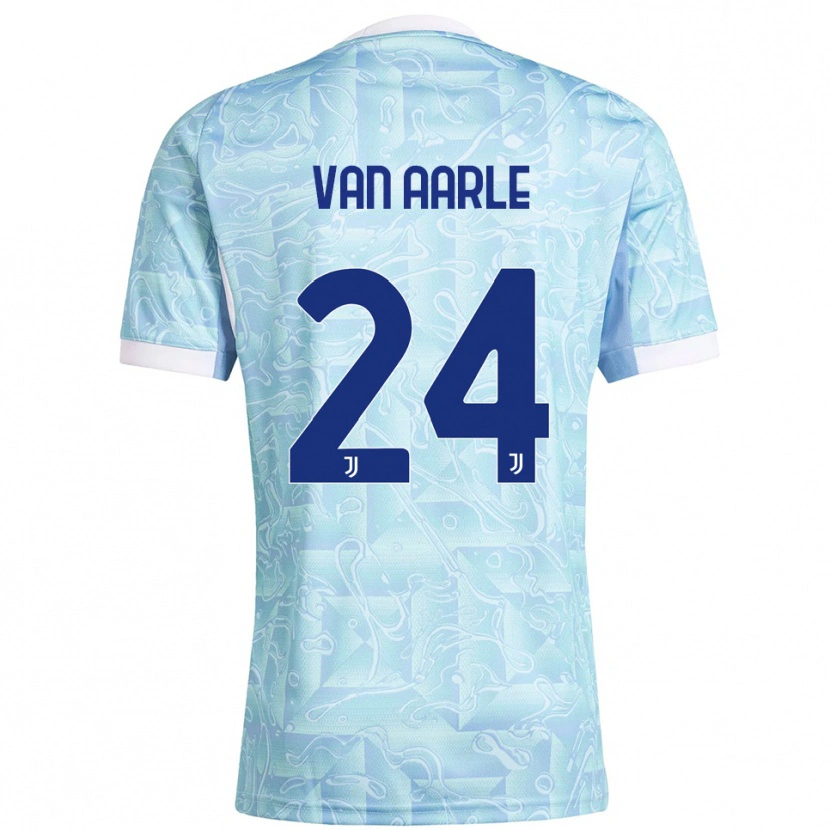 Danxen Enfant Maillot Shane Van Aarle #24 Bleu Ciel Jaune Tenues Extérieur 2025/26 T-Shirt