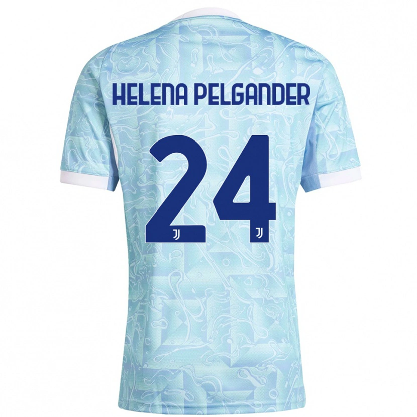 Danxen Enfant Maillot Elsa Helena Pelgander #24 Bleu Ciel Jaune Tenues Extérieur 2025/26 T-Shirt