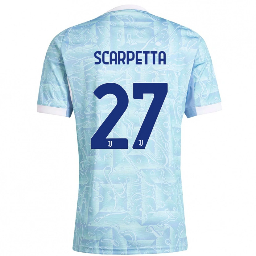 Danxen Enfant Maillot Jacopo Scarpetta #27 Bleu Ciel Jaune Tenues Extérieur 2025/26 T-Shirt