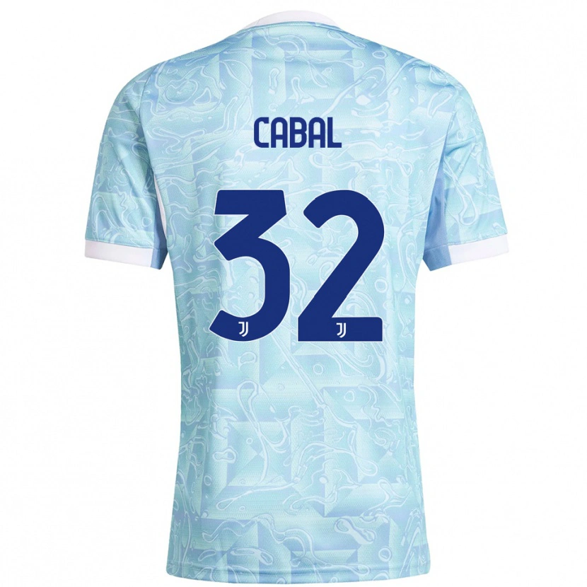 Danxen Enfant Maillot Juan Cabal #32 Bleu Ciel Jaune Tenues Extérieur 2025/26 T-Shirt