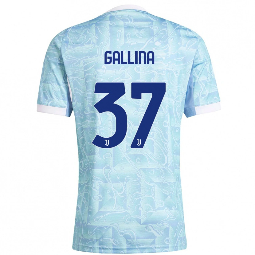 Danxen Enfant Maillot Arianna Gallina #37 Bleu Ciel Jaune Tenues Extérieur 2025/26 T-Shirt