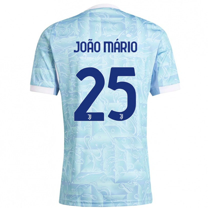 Danxen Enfant Maillot João Mário #25 Bleu Ciel Jaune Tenues Extérieur 2025/26 T-Shirt