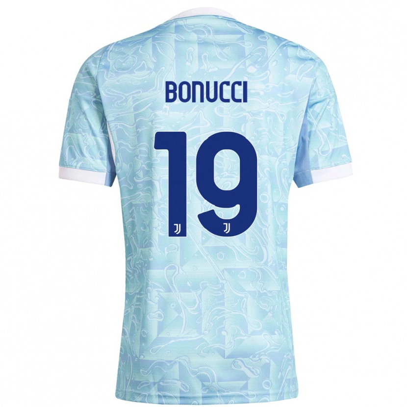 Danxen Enfant Maillot Leonardo Bonucci #19 Bleu Ciel Jaune Tenues Extérieur 2025/26 T-Shirt