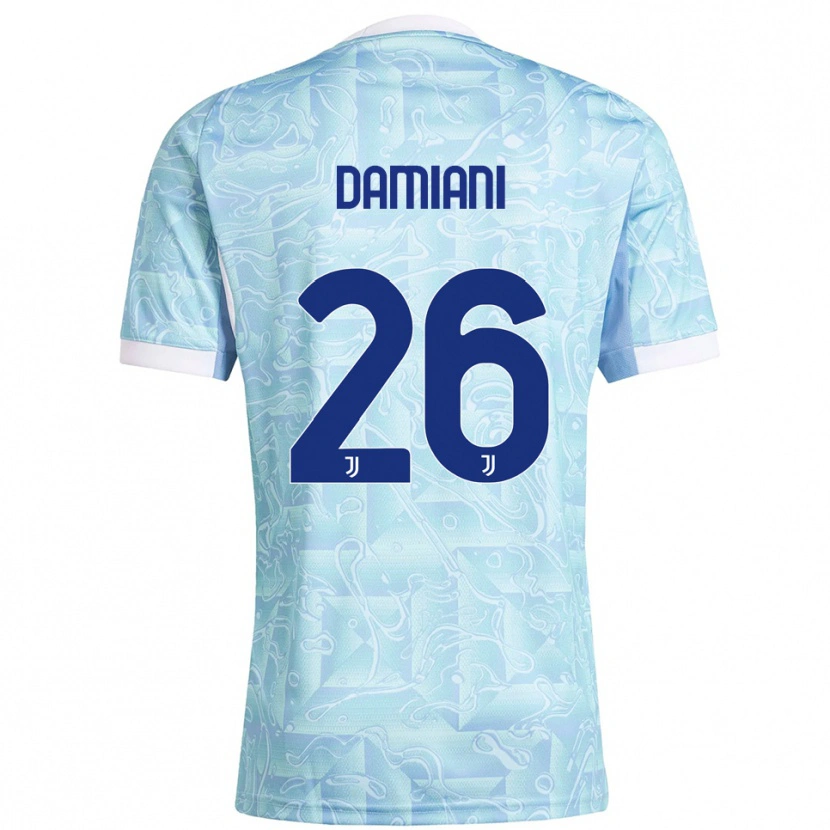 Danxen Enfant Maillot Samuele Damiani #26 Bleu Ciel Jaune Tenues Extérieur 2025/26 T-Shirt