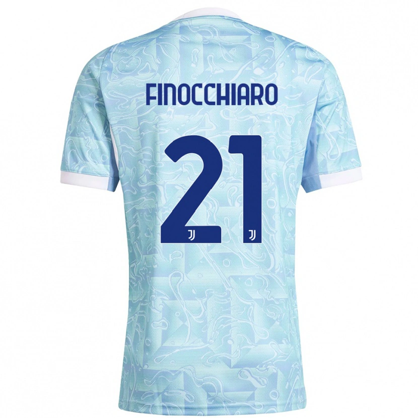 Danxen Enfant Maillot Gabriele Finocchiaro #21 Bleu Ciel Jaune Tenues Extérieur 2025/26 T-Shirt