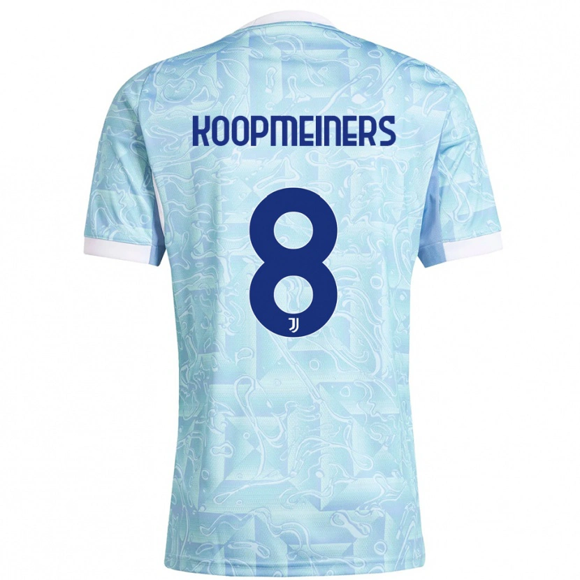 Danxen Enfant Maillot Teun Koopmeiners #8 Bleu Ciel Jaune Tenues Extérieur 2025/26 T-Shirt