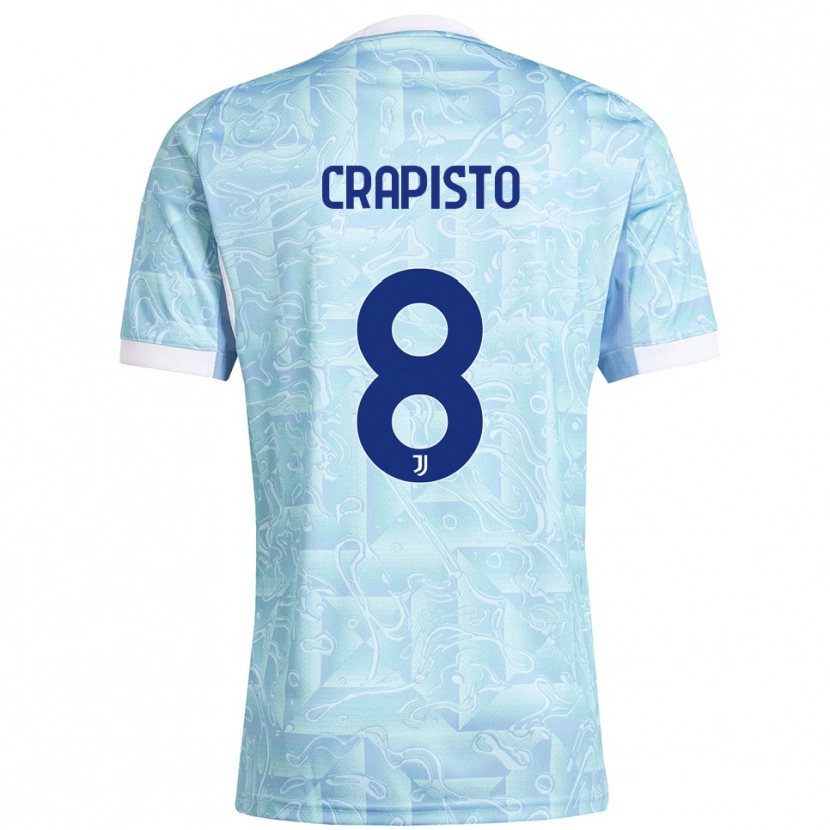 Danxen Enfant Maillot Francesco Crapisto #8 Bleu Ciel Jaune Tenues Extérieur 2025/26 T-Shirt