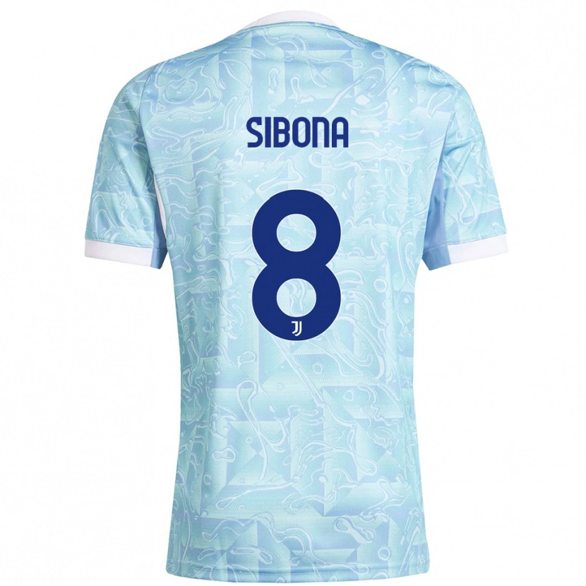 Danxen Enfant Maillot Tommaso Sibona #8 Bleu Ciel Jaune Tenues Extérieur 2025/26 T-Shirt