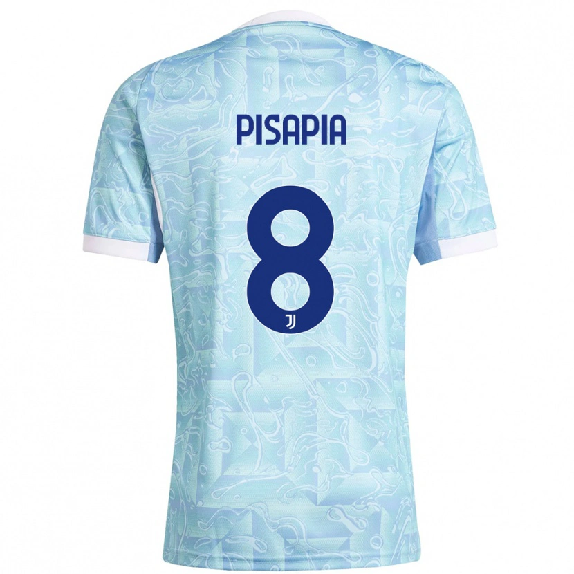 Danxen Enfant Maillot Luciano Pisapia #8 Bleu Ciel Jaune Tenues Extérieur 2025/26 T-Shirt
