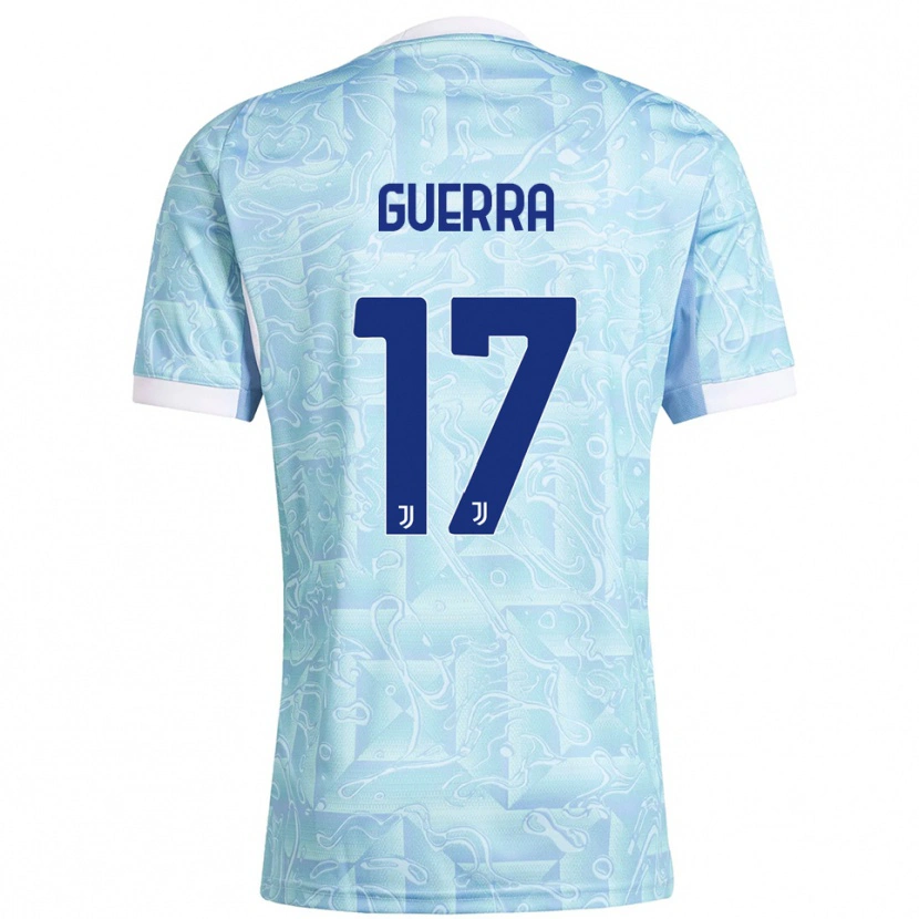 Danxen Enfant Maillot Simone Guerra #17 Bleu Ciel Jaune Tenues Extérieur 2025/26 T-Shirt
