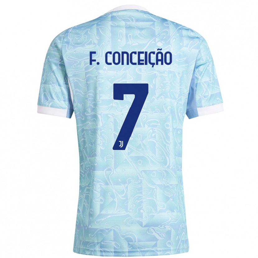 Danxen Enfant Maillot Francisco Conceição #7 Bleu Ciel Jaune Tenues Extérieur 2025/26 T-Shirt