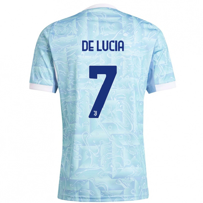 Danxen Enfant Maillot Raffaele De Lucia #7 Bleu Ciel Jaune Tenues Extérieur 2025/26 T-Shirt