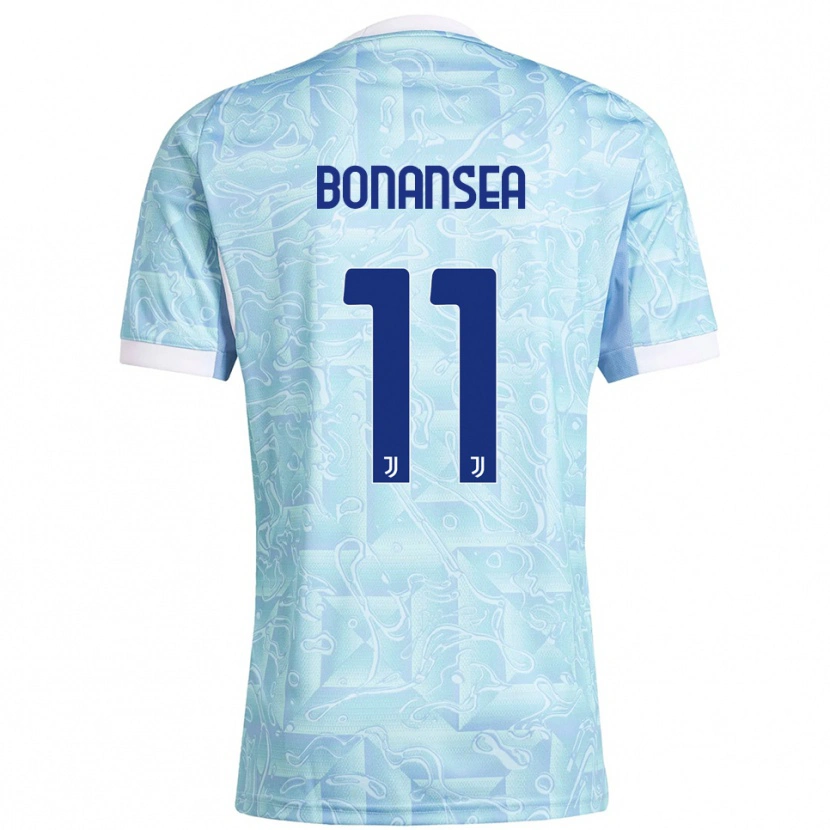 Danxen Enfant Maillot Barbara Bonansea #11 Bleu Ciel Jaune Tenues Extérieur 2025/26 T-Shirt
