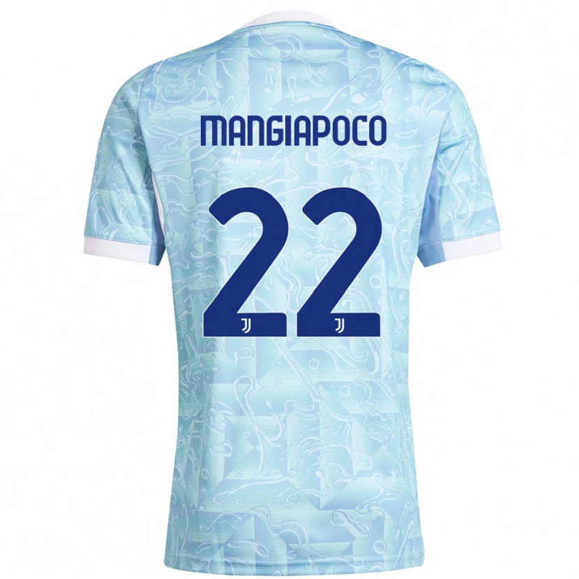Danxen Enfant Maillot Stefano Mangiapoco #22 Bleu Ciel Jaune Tenues Extérieur 2025/26 T-Shirt