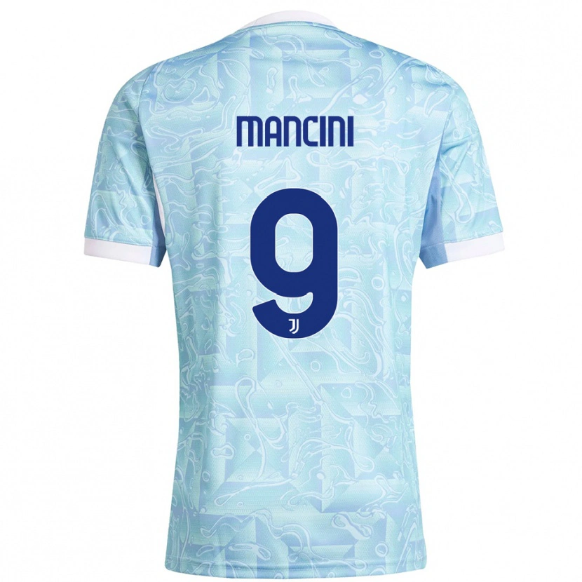 Danxen Enfant Maillot Tommaso Mancini #9 Bleu Ciel Jaune Tenues Extérieur 2025/26 T-Shirt