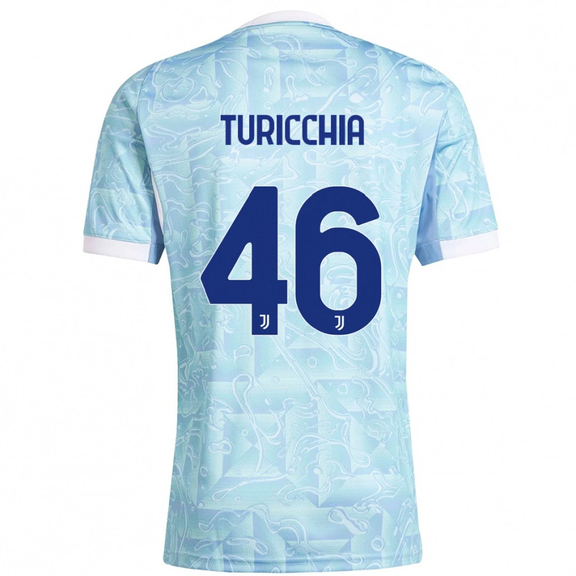 Danxen Enfant Maillot Riccardo Turicchia #46 Bleu Ciel Jaune Tenues Extérieur 2025/26 T-Shirt