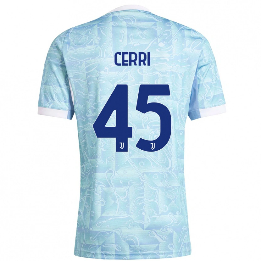 Danxen Enfant Maillot Leonardo Cerri #45 Bleu Ciel Jaune Tenues Extérieur 2025/26 T-Shirt