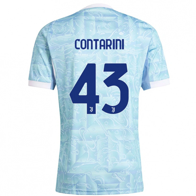 Danxen Enfant Maillot Jacopo Contarini #43 Bleu Ciel Jaune Tenues Extérieur 2025/26 T-Shirt