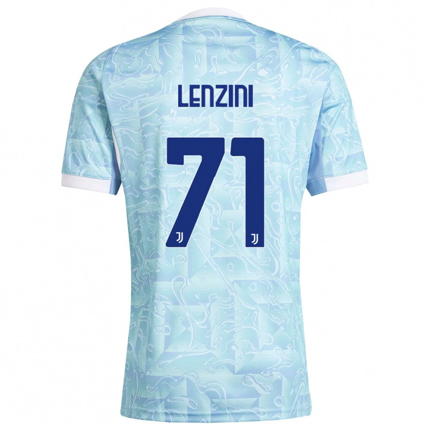 Danxen Enfant Maillot Martina Lenzini #71 Bleu Ciel Jaune Tenues Extérieur 2025/26 T-Shirt