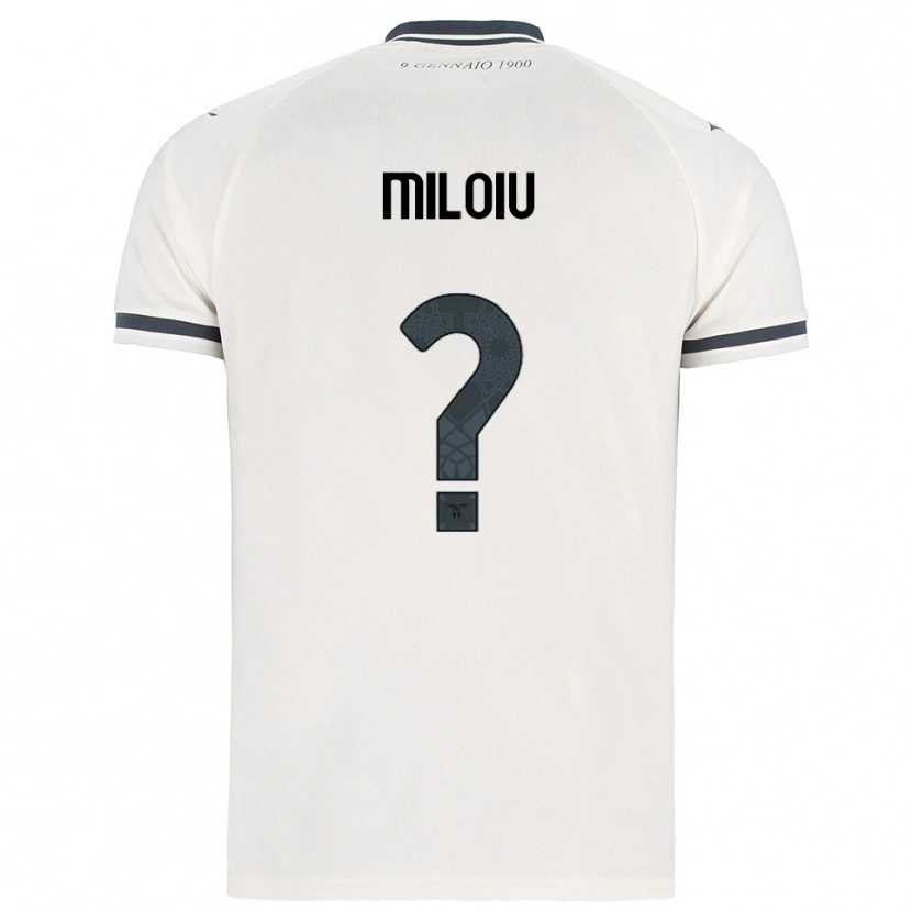 Danxen Enfant Maillot Alexandru Miloiu #0 Blanc Marine Tenues Extérieur 2025/26 T-Shirt