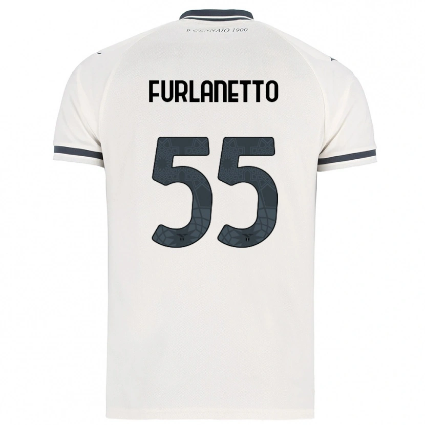 Danxen Enfant Maillot Alessio Furlanetto #55 Blanc Marine Tenues Extérieur 2025/26 T-Shirt