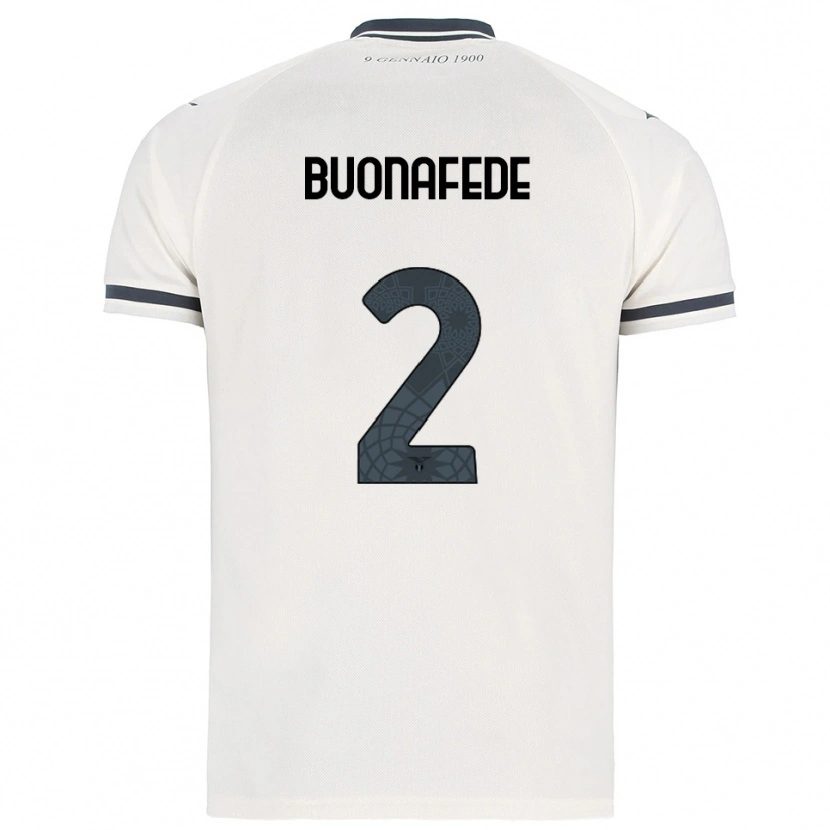 Danxen Enfant Maillot Tommaso Buonafede #2 Blanc Marine Tenues Extérieur 2025/26 T-Shirt