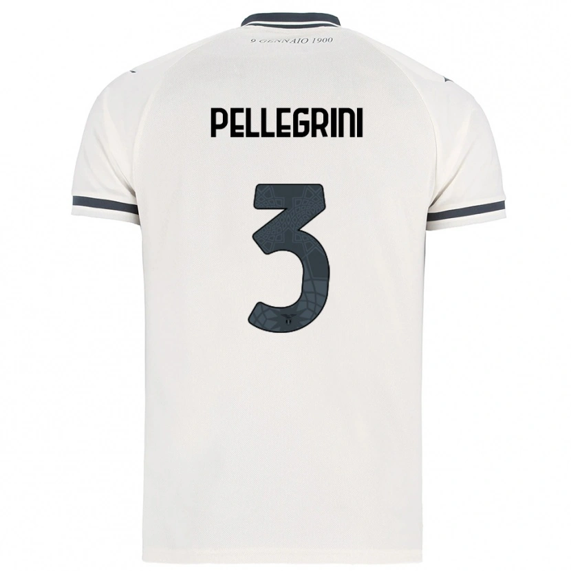 Danxen Enfant Maillot Luca Pellegrini #3 Blanc Marine Tenues Extérieur 2025/26 T-Shirt