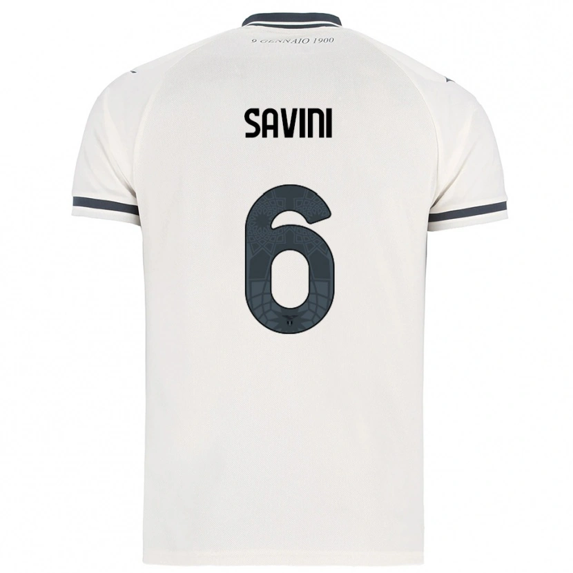 Danxen Enfant Maillot Federica Savini #6 Blanc Marine Tenues Extérieur 2025/26 T-Shirt