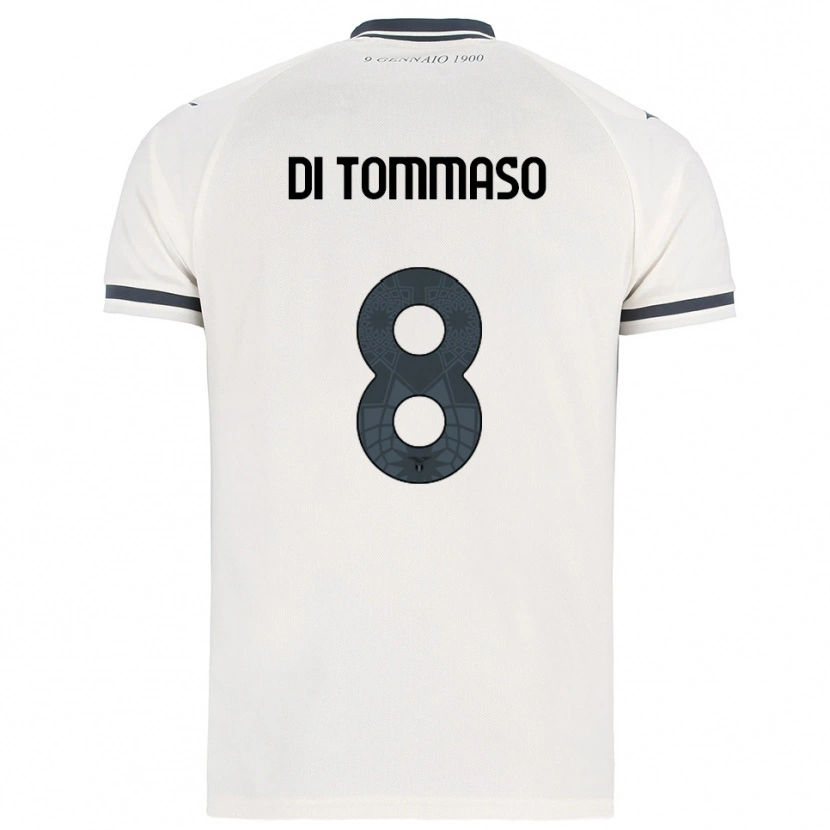 Danxen Enfant Maillot Leonardo Di Tommaso #8 Blanc Marine Tenues Extérieur 2025/26 T-Shirt