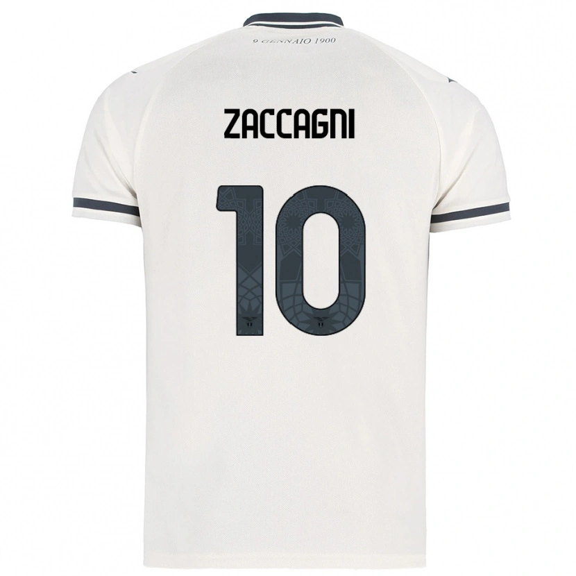 Danxen Enfant Maillot Mattia Zaccagni #10 Blanc Marine Tenues Extérieur 2025/26 T-Shirt