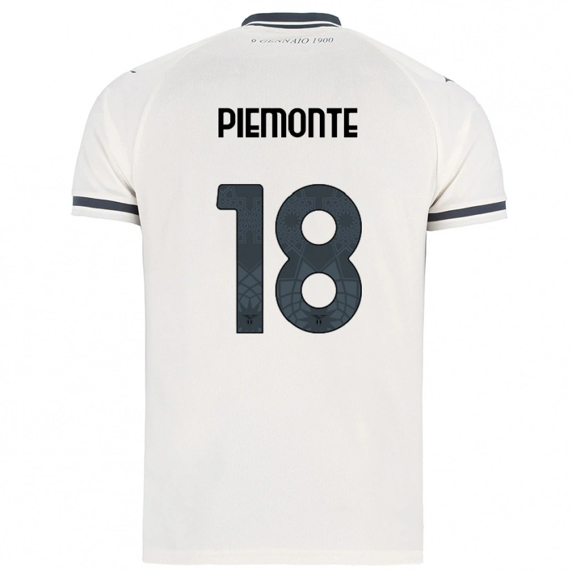 Danxen Enfant Maillot Martina Piemonte #18 Blanc Marine Tenues Extérieur 2025/26 T-Shirt