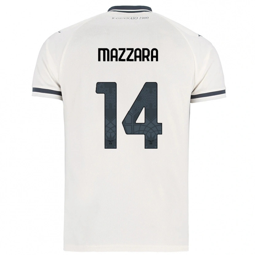Danxen Enfant Maillot Matteo Mazzara #14 Blanc Marine Tenues Extérieur 2025/26 T-Shirt