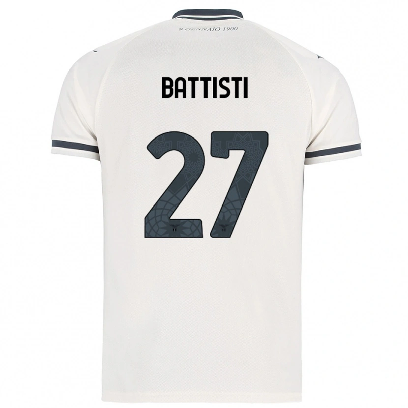 Danxen Enfant Maillot Valerio Battisti #27 Blanc Marine Tenues Extérieur 2025/26 T-Shirt