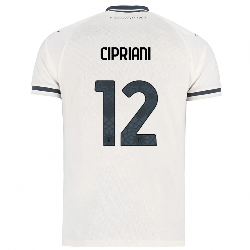 Danxen Enfant Maillot Alessio Cipriani #12 Blanc Marine Tenues Extérieur 2025/26 T-Shirt