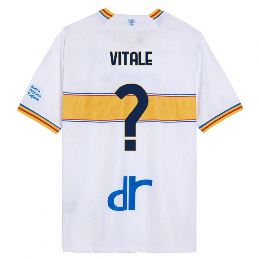 Danxen Enfant Maillot Leonardo Vitale #0 Blanc Jaune Tenues Extérieur 2025/26 T-Shirt