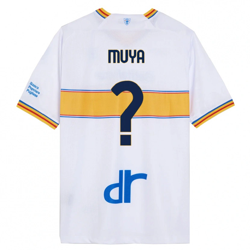 Danxen Enfant Maillot Mattia Muya #0 Blanc Jaune Tenues Extérieur 2025/26 T-Shirt