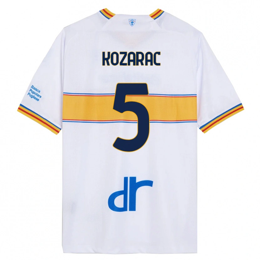 Danxen Enfant Maillot Haris Kozarac #5 Blanc Jaune Tenues Extérieur 2025/26 T-Shirt